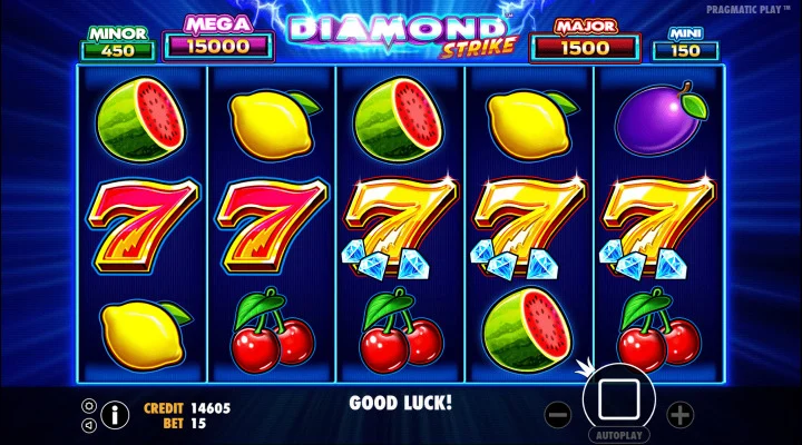 Pantalla de Diamond Strike con los símbolos scatter